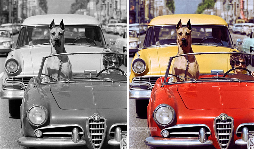 colorized historical pictures - antique car - S Uno sebcolorisation