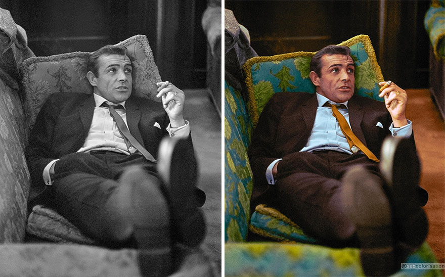 colorized historical pictures - sean connery sofa - .