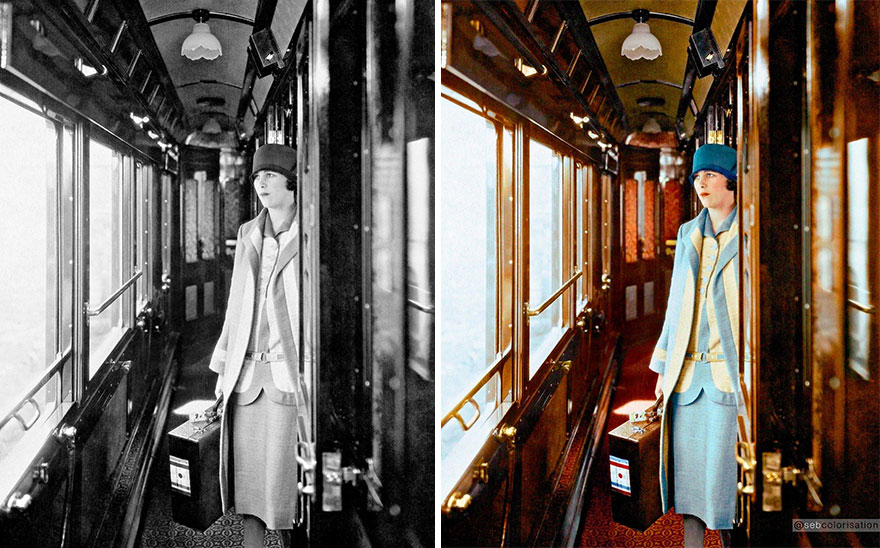 colorized historical pictures - passenger -