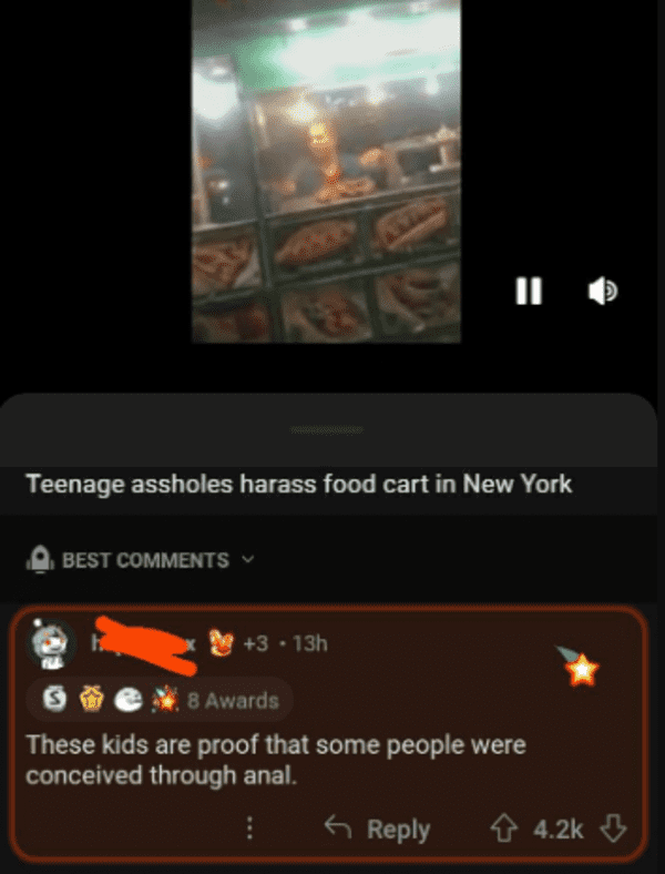 screenshot - Teenage assholes harass food cart in New York Best 3.13h || 8 Awards These kids are proof that some people were conceived through anal.