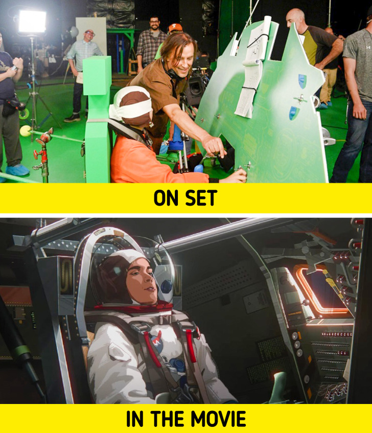 How the spaceship scene was filmed for Apollo 10 1/2: A Space Age Adventure (2022).