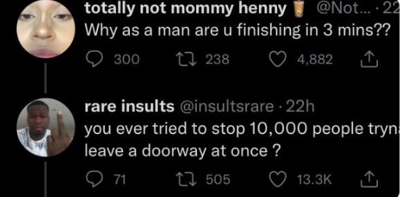 brutal comments - krunal pandya twitter hacked - totally not mommy henny ... 22 Why as a man are u finishing in 3 mins?? 300 238 4,882 rare insults .22h you ever tried to stop 10,000 people tryn leave a doorway at once ? 971 1505