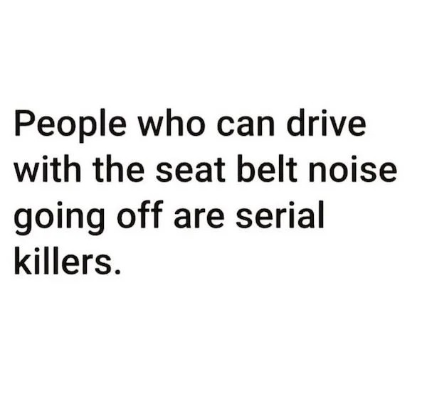 funny memes - people that drive with the seatbelt sound - People who can drive with the seat belt noise going off are serial killers.