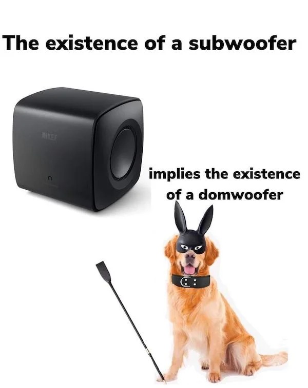 spicy memes for tantric tuesday - subwoofer domwoofer - The existence of a subwoofer 3 implies the existence of a domwoofer 8