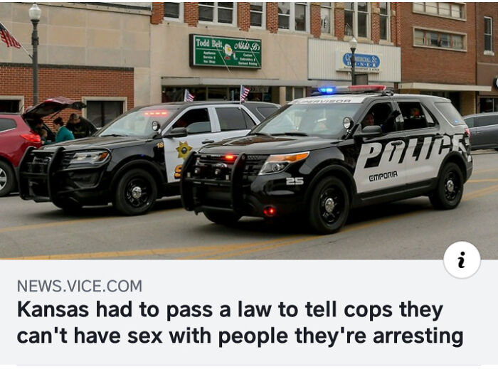 Messed up headlines - sport utility vehicle - Todd Belt oli Fir 25 Mercial St Condom Police Emporia i News.Vice.Com Kansas had to pass a law to tell cops they can't have sex with people they're arresting