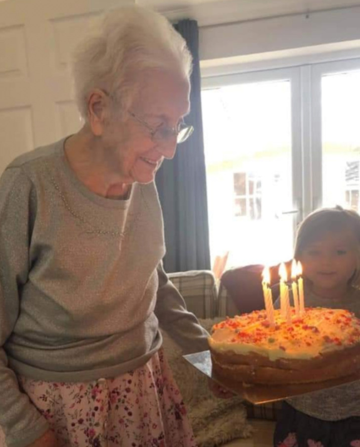 “Here’s my 98-year-old granny blowing out her candles. This year she had a hip replacement and still lives independently.”