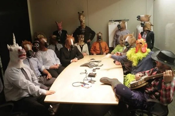wtf pics - horse mask meeting