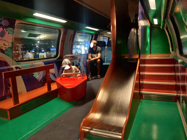 “This train has a playground on board.”