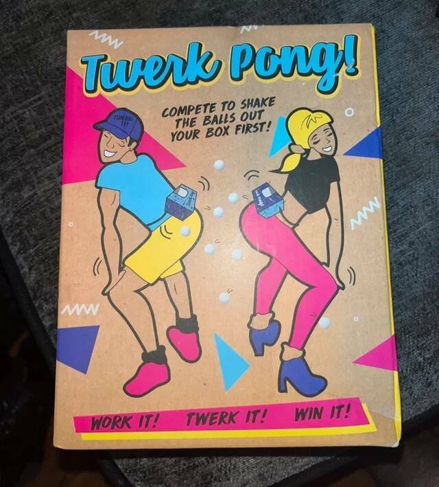 WTF Things That Actually Exist - comics - ww Twerk Pong! Compete To Shake The Balls Out Your Box First! ww Turers Work It! Twerk It! ww Win It!