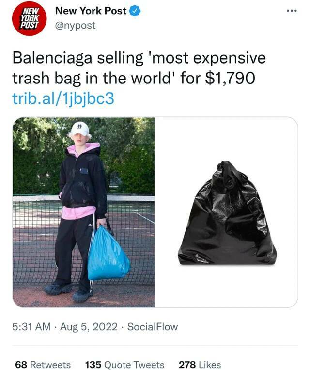 WTF Things That Actually Exist - balenciaga trash bag - New New York Post York Post Balenciaga selling 'most expensive trash bag in the world' f
