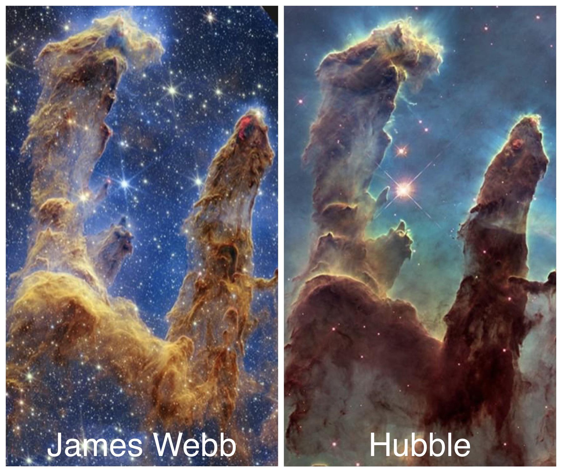 fascinating photos - pillars of creation james webb - James Webb Hubble