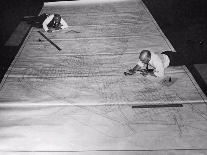 fascinating historical photos - map makers before the invention of autocad