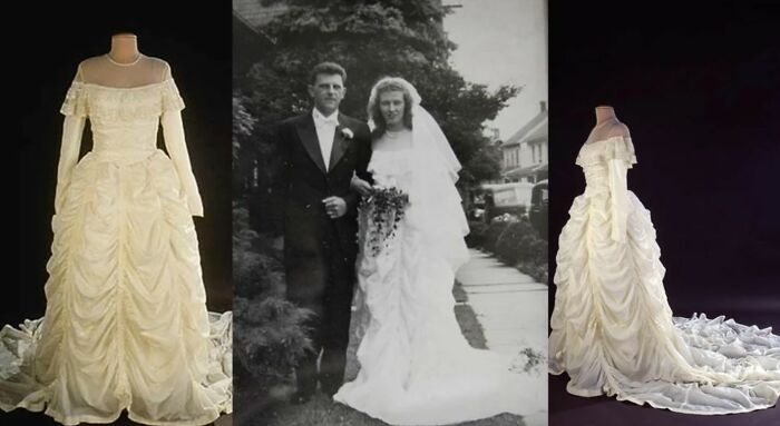 fascinating historical photos - wedding dress made from parachute