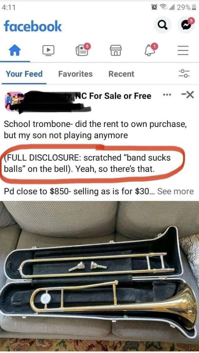 Entitled brat kids - Your Feed Favorites Recent For Sale or Free 0 School trombone did the rent to own purchase, but my son not playing anymore Full Disclosure scratched