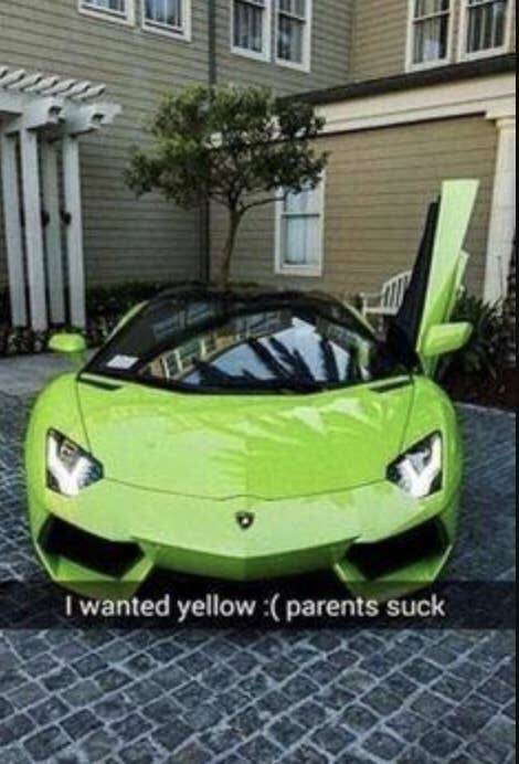 Entitled brat kids - funny snapchat post - I wanted yellow parents suck
