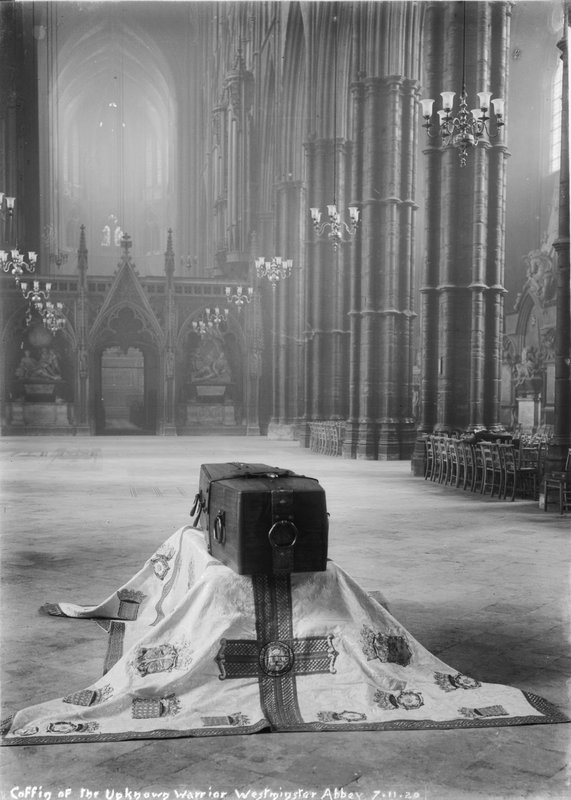“They buried him among the kings because he had done good toward God and toward his house.” The coffin of the Uknown Warrior before his internment in Westminster Abbey, a memorial to all British and Commonwealth troops killed during WW1 with no known grave. 11th November 1920