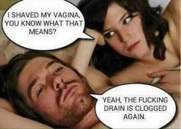 adult sexual memes - I Shaved My Vagina, You Know What That Means? Yeah, The Fucking Drain Is Clogged Again.