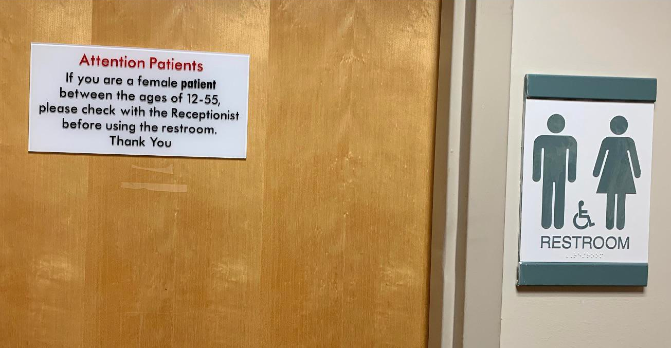 oddly specific posts - signage - Attention Patients If you are a female patient between the ages of 1255, please check with the Receptionist before using the restroom. Thank You & Restroom 902662