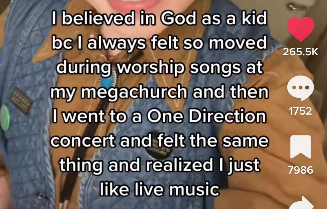 oddly specific posts - Worship - I believed in God as a kid bc I always felt so moved during worship songs at my megachurch and then I went to a One Direction concert and felt the same thing and realized I just live music 1752 7986