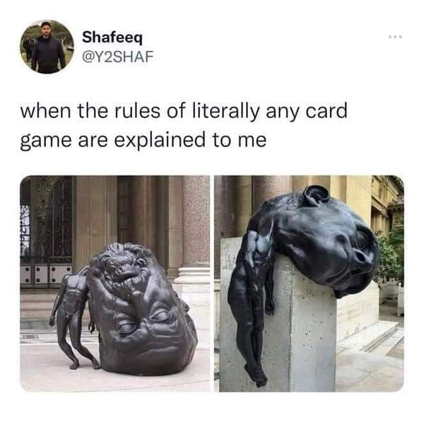 Internet meme - Shafeeq when the rules of literally any card game are explained to me 29542
