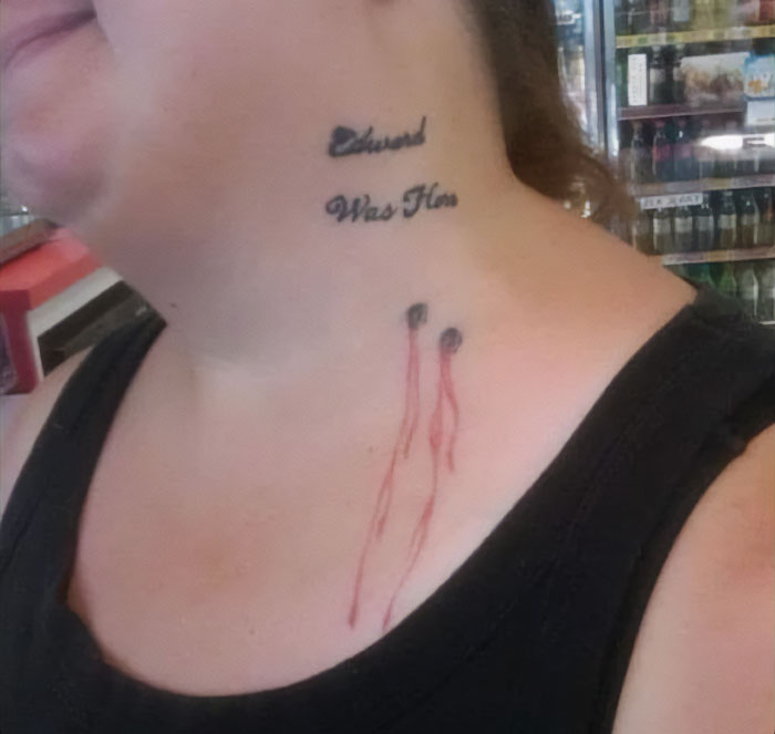 Really Bad Tattoos - edward was here neck tattoo