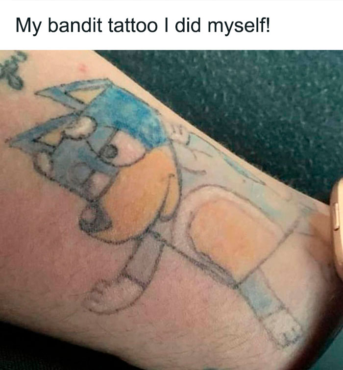Really Bad Tattoos - tattoo - My bandit tattoo I did myself!