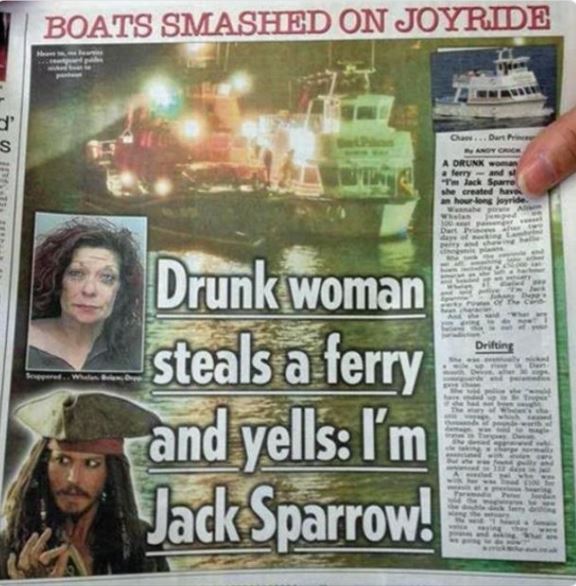Funny news headlines - Boats Smashed On Joyride New Wit Chas... Dart