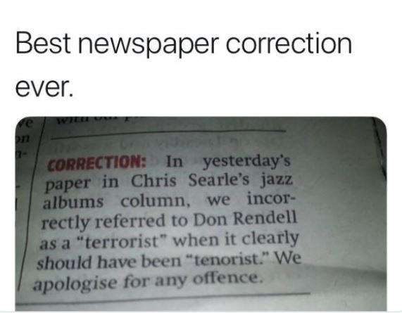 Funny news headlines - document - Best newspaper correction ever