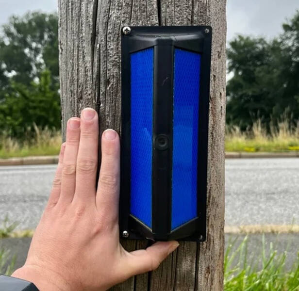 “What are these blue reflective markers for? They’re facing the field.”

"They reflect cars’ headlights to the fields so that animals avoid crossing the road."