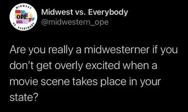 Memes that tell the truth - Everybody Are you really a midwesterner if you don't get overly excited when a movie scene takes place in your state?