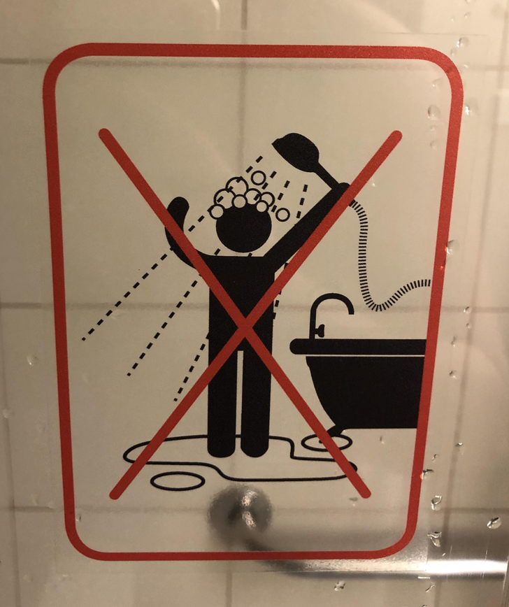 “This sign at the shower in a hotel in Prague”