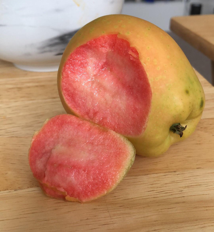 ’’I took a bite of my apple and it’s red inside.’’