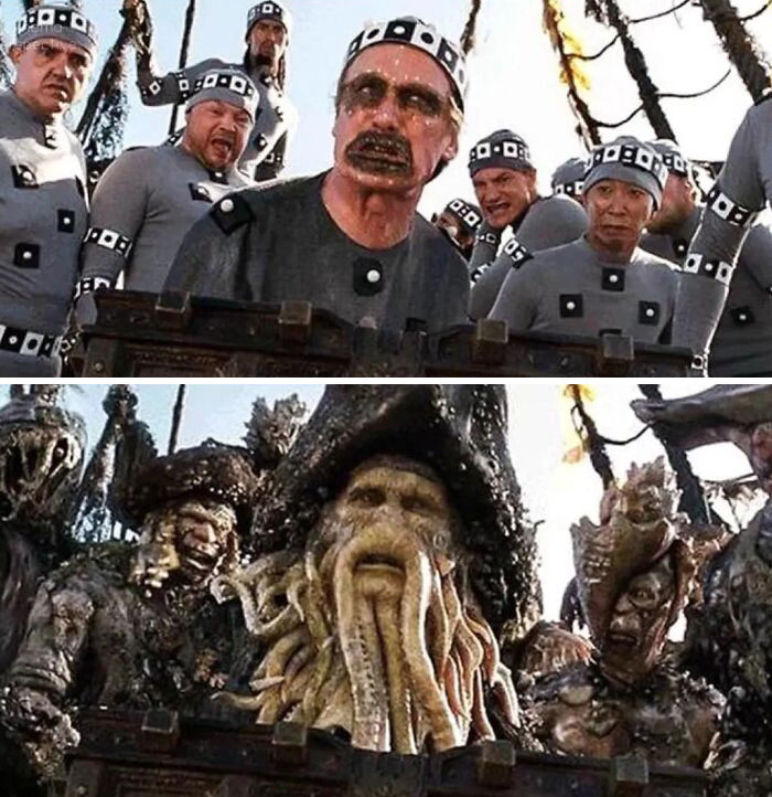 Before And After Vfx From 'Pirates Of The Caribbean: Dead Man's Chest' (2006).