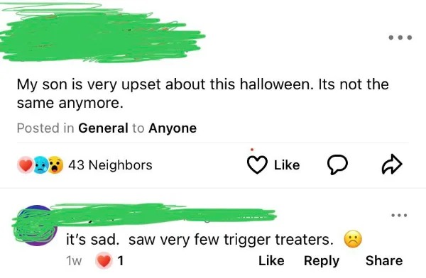 grass - My son is very upset about this halloween. Its not the same anymore. Posted in General to