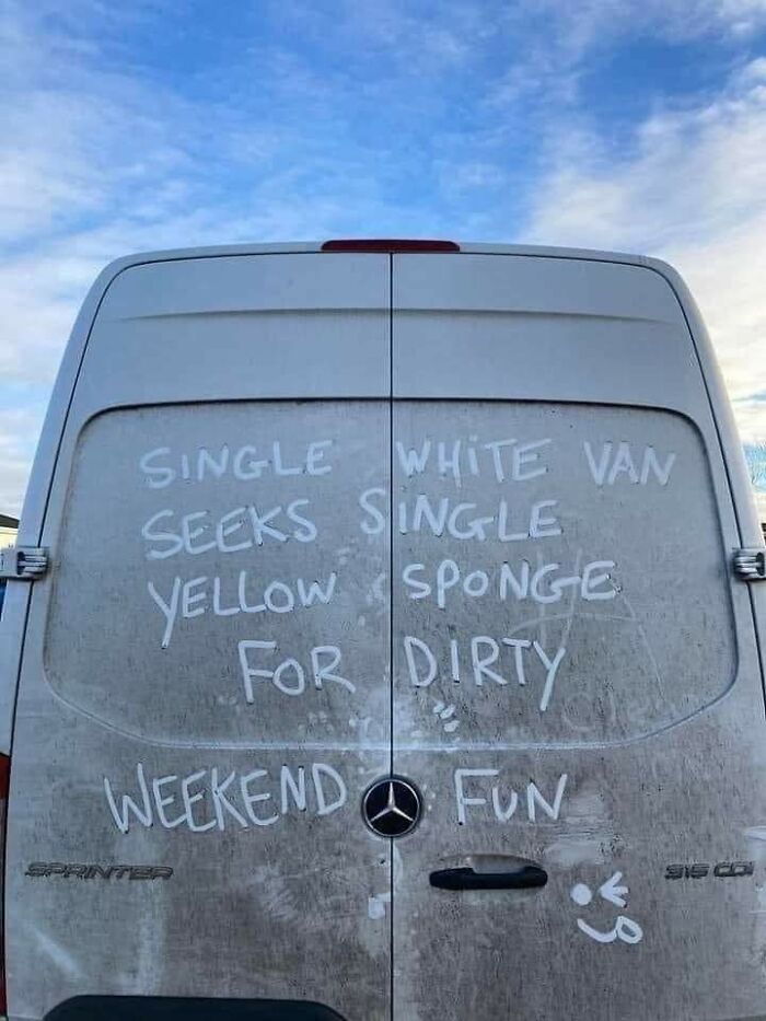 Funny vandalism - Internet meme - Single White Van Seeks Single Yellow Sponge For Dirty Weekend Fun Si 916 23