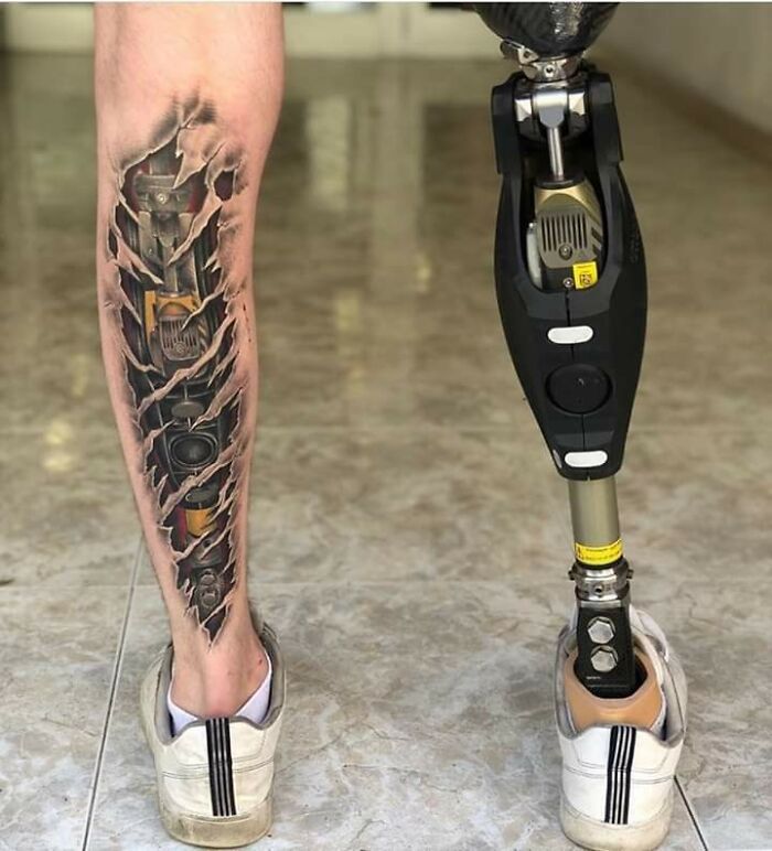 Epic Tattoos - mechanical leg tattoo -