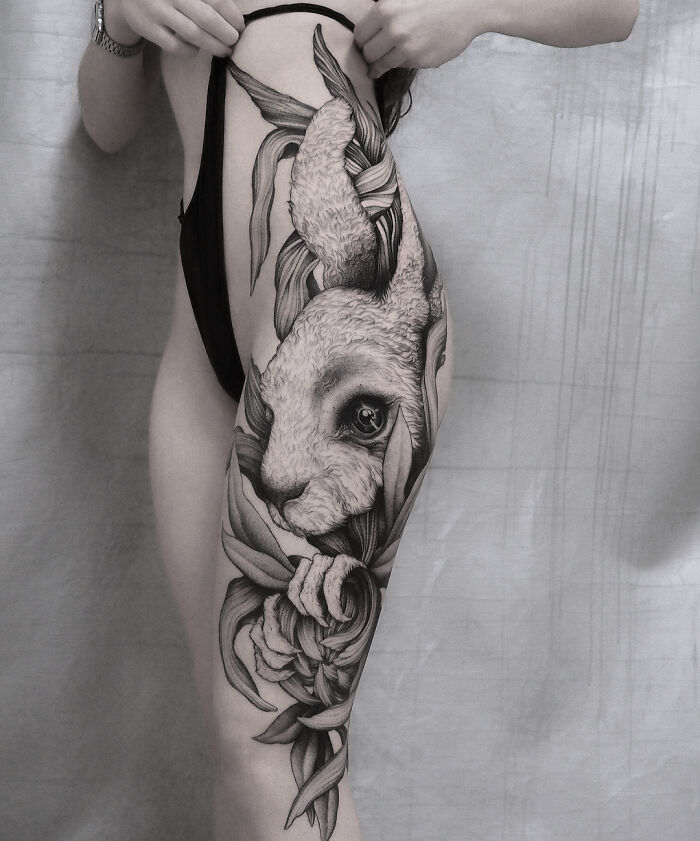 Epic Tattoos - rabbit hip tattoo