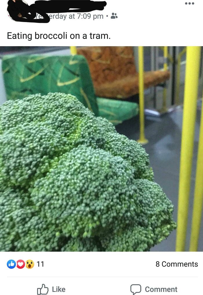 Cringe People Who Think They're Cool - produce - erday at Eating broccoli on a tram.