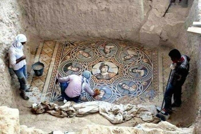 A 2000 Year Old Glass Mosaic, Found In The City Of Zeugma, Turkey
