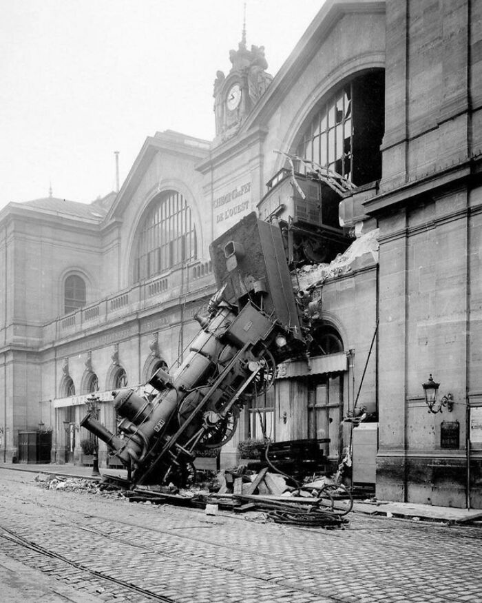 The Train Crash At Montparnasse Station. France, 1895
