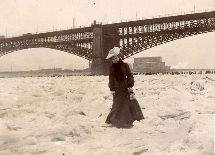 A Woman On The Frozen Mississippi River At St. Louis, Missouri. 1905