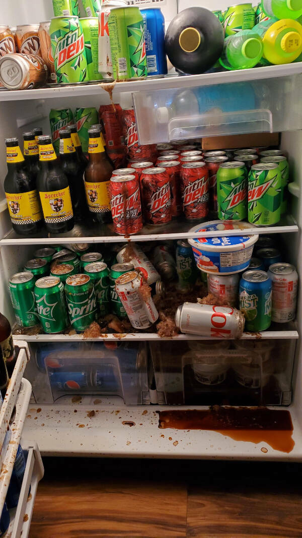 “Fridge Caused A Bunch Of Soda To Explode.”