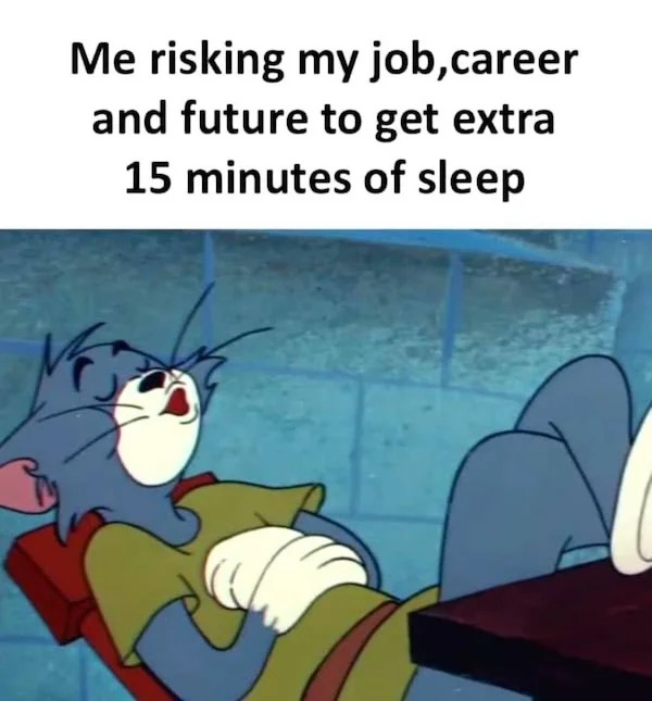 relatable memes - cartoon - Me risking my job,career and future to get extra 15 minutes of sleep