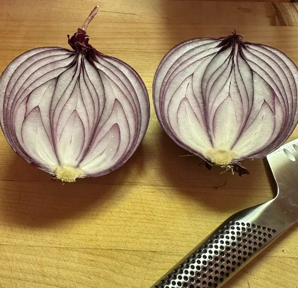 “The inside of my red onion looks like a lotus flower.”