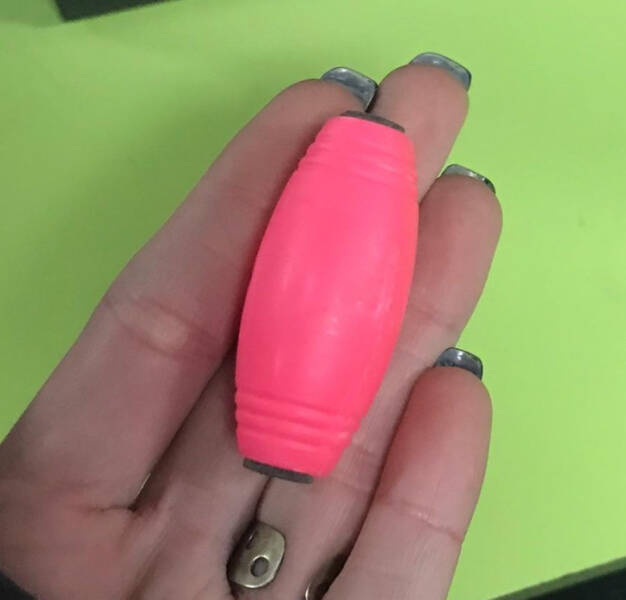 ’’From a gumball machine. Plastic with foam at the ends. Slightly weighted.’’

it's a toy