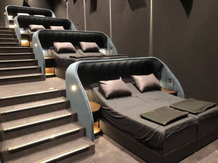fascinating photos - movie theater with beds