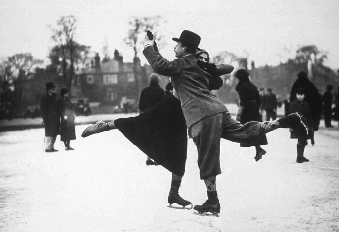 A Couple Dancing On Ice-Skates On Whitestone Pond, Hampstead, London, 1933