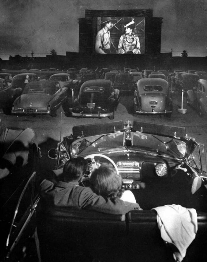historical photographs - 1950's drive in movie theater - G For