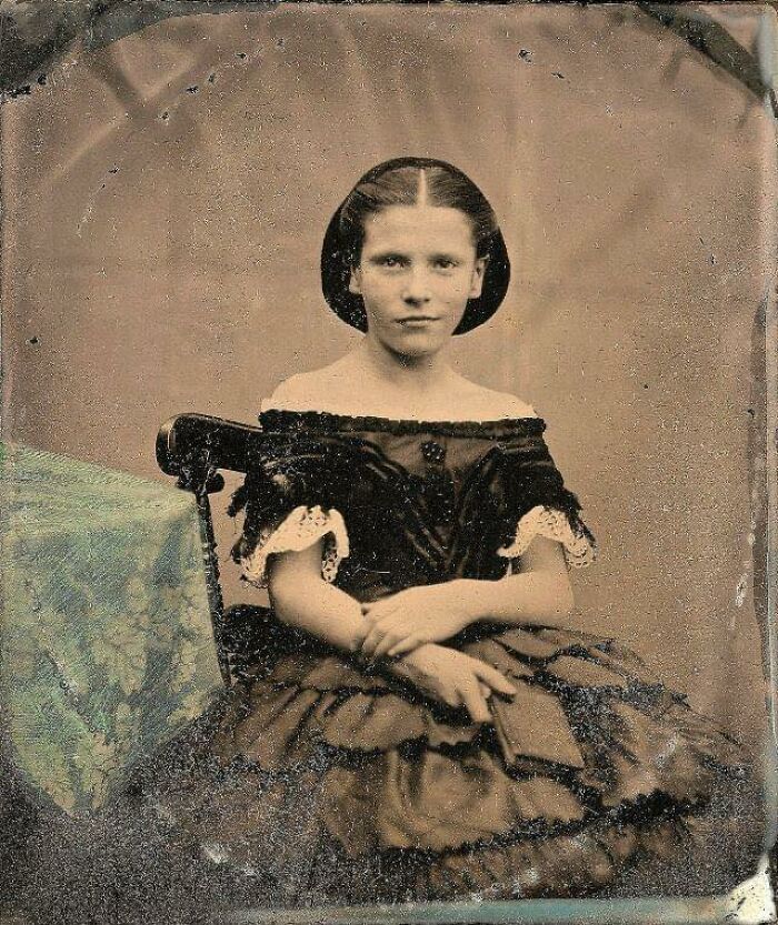 1850s Young Fashionable Teen With A Slight Smirk