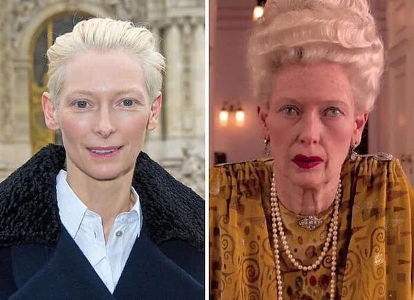 Actors before and after make up - grand budapest hotel madame d